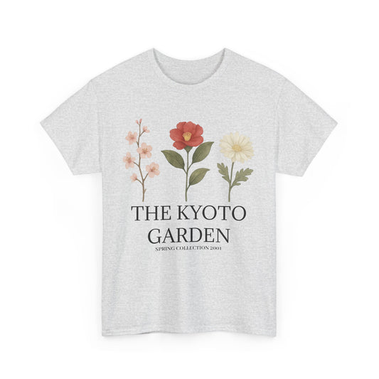Floral Spring Unisex Heavy Cotton Tee - Kyoto Garden Collection, Casual Wear, Gifts for Nature Lovers, Botanical T-Shirt, Spring Fashion