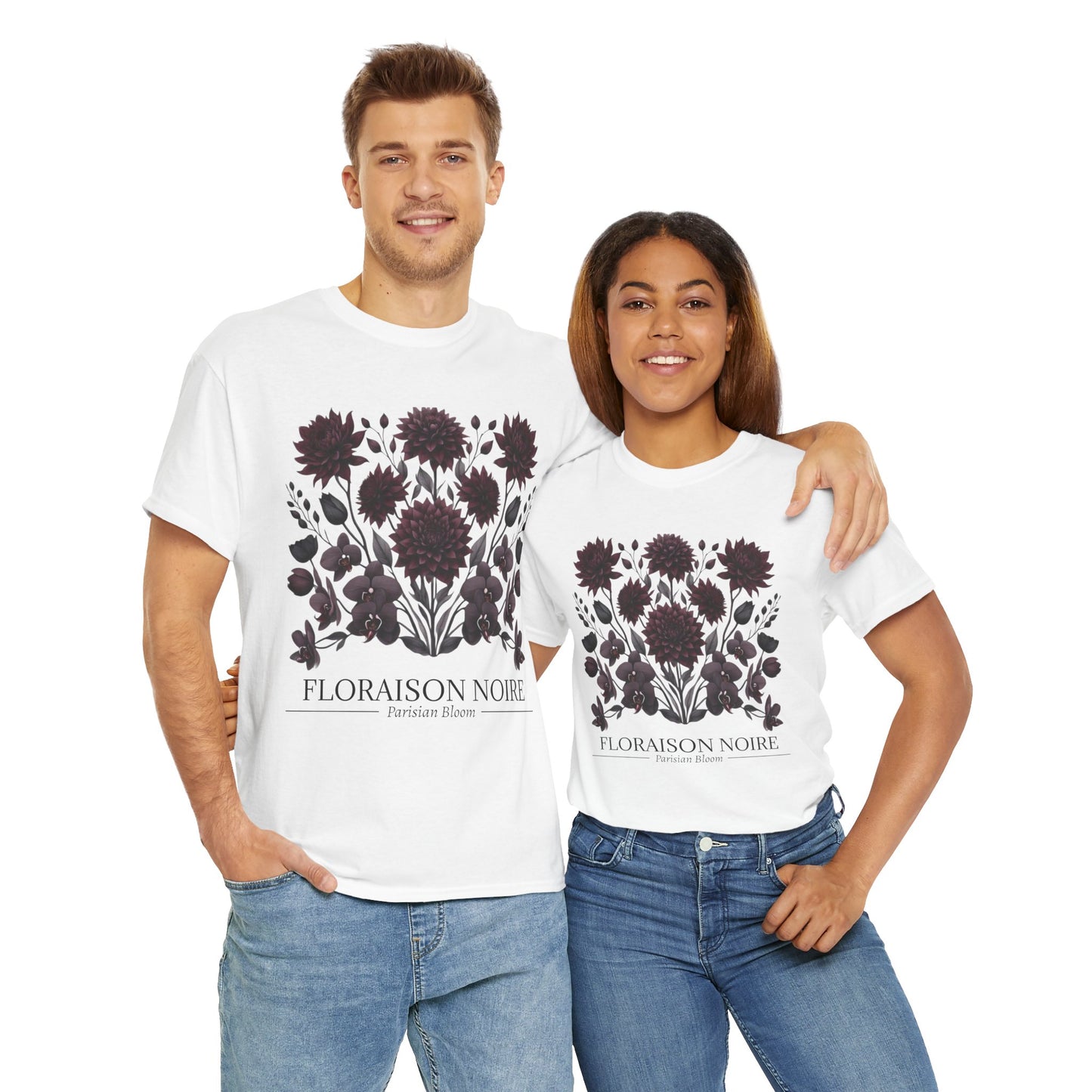 Floral Artwork Unisex Heavy Cotton Tee, Stylish T-Shirt for Garden Lovers, Casual Wear, Gift for Nature Enthusiasts, Floral Print Fashion