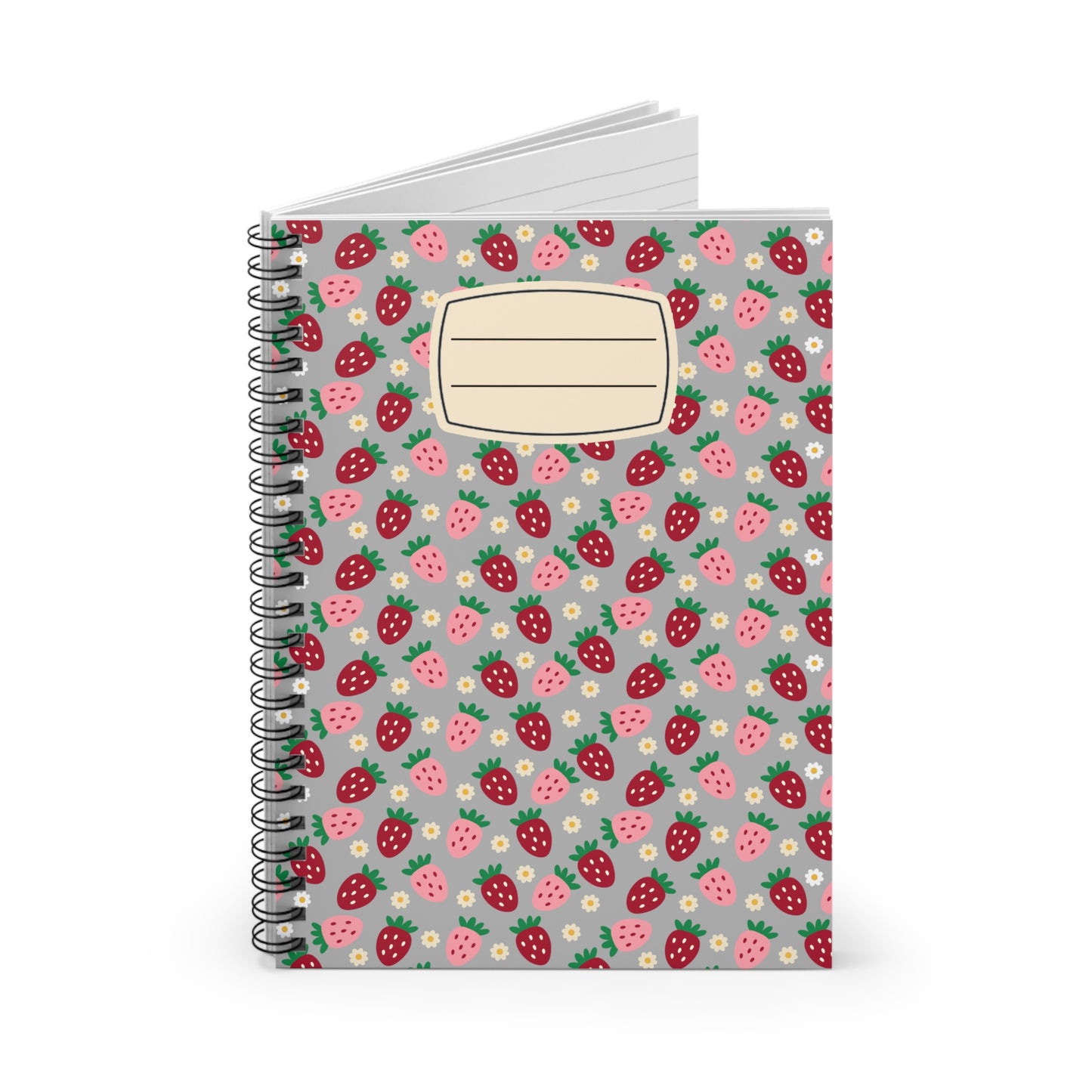 Cute Strawberry Spiral Notebook - Perfect for School, Journaling, Gifts, Stationery, Floral Design