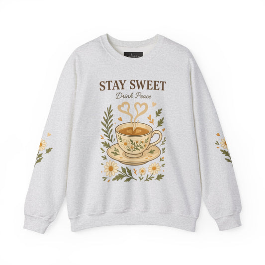 Stay Sweet Crewneck Sweatshirt - Floral Tea Design