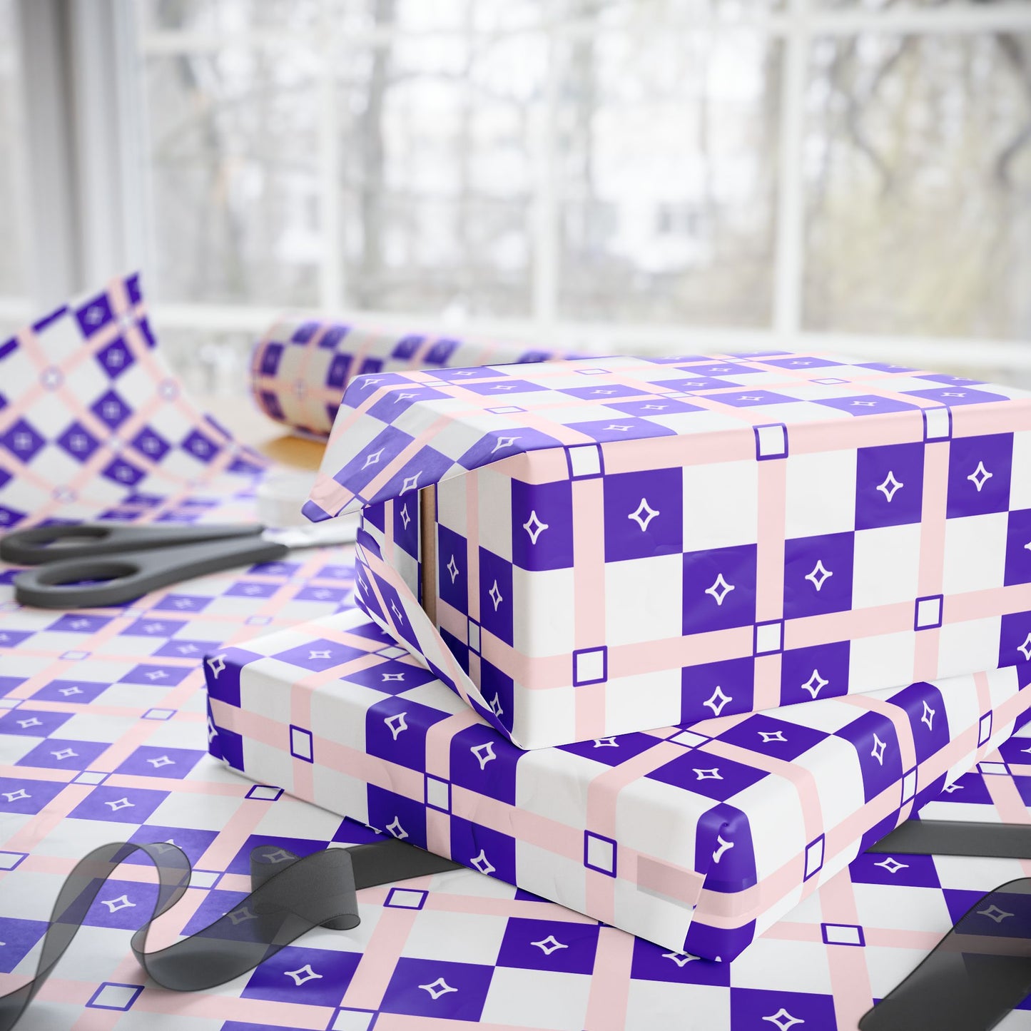 Chic Purple Pattern Wrapping Papers, Gift Wrapping, Party Supplies, Holiday Decor, Eco-Friendly Gift Wrap, Elegant Presentation