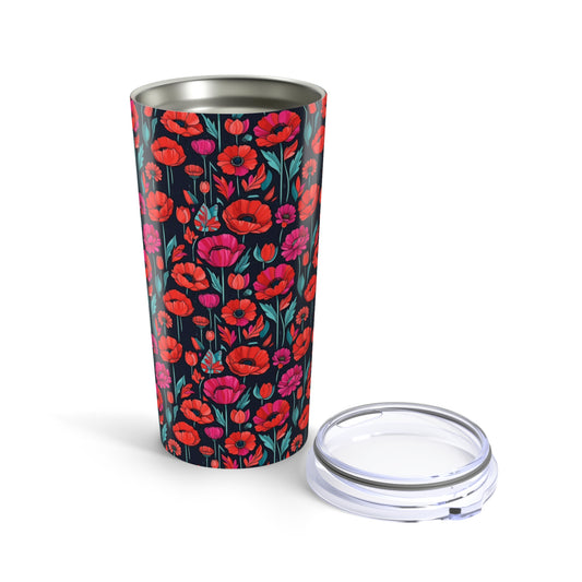 Vibrant Floral Tumbler, 20oz Travel Mug, Garden Lover Gift, Floral Drinkware, Eco-Friendly Coffee Cup, Summer Picnic Accessory