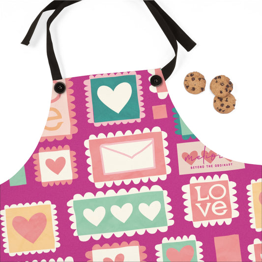 مريلة ملونة بطوابع حب للخبز والطبخ | هدية مثالية لعيد الأم وعشاق الطبخ