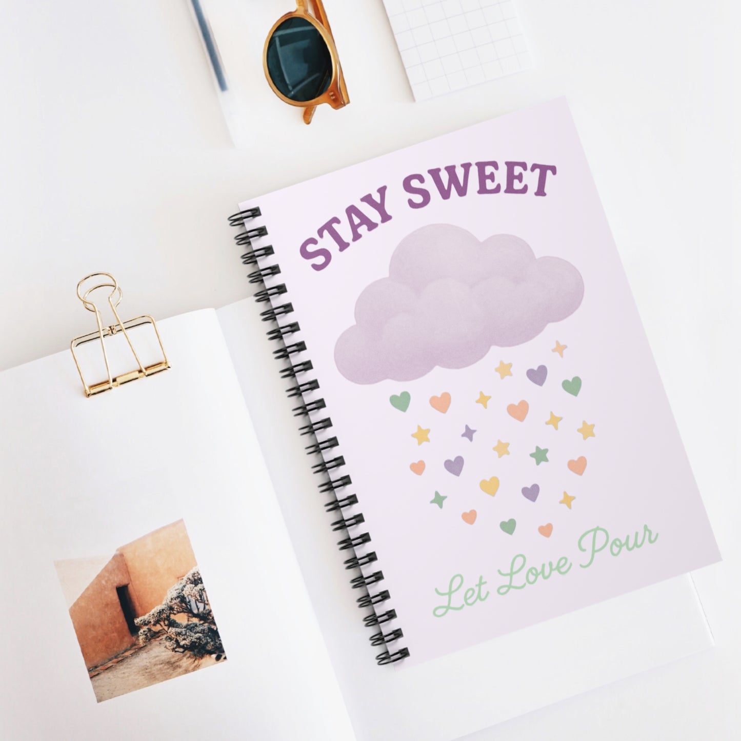 Spiral Notebook - Stay Sweet Design, Inspirational Journal, Back to School Supplies, Gift for Her, Cute Stationery, Daily Planner