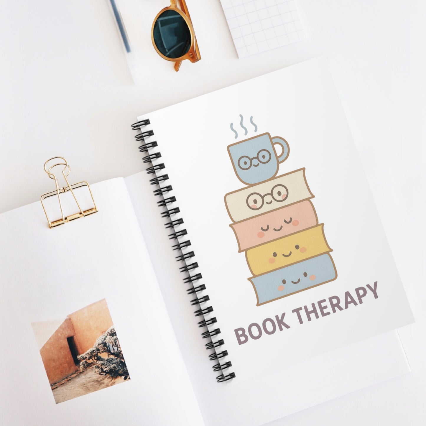Book Therapy Spiral Notebook | Cute Journal for Book Lovers, Gift for Students, Reading Notes, Writing Ideas, Planner, School Supplies