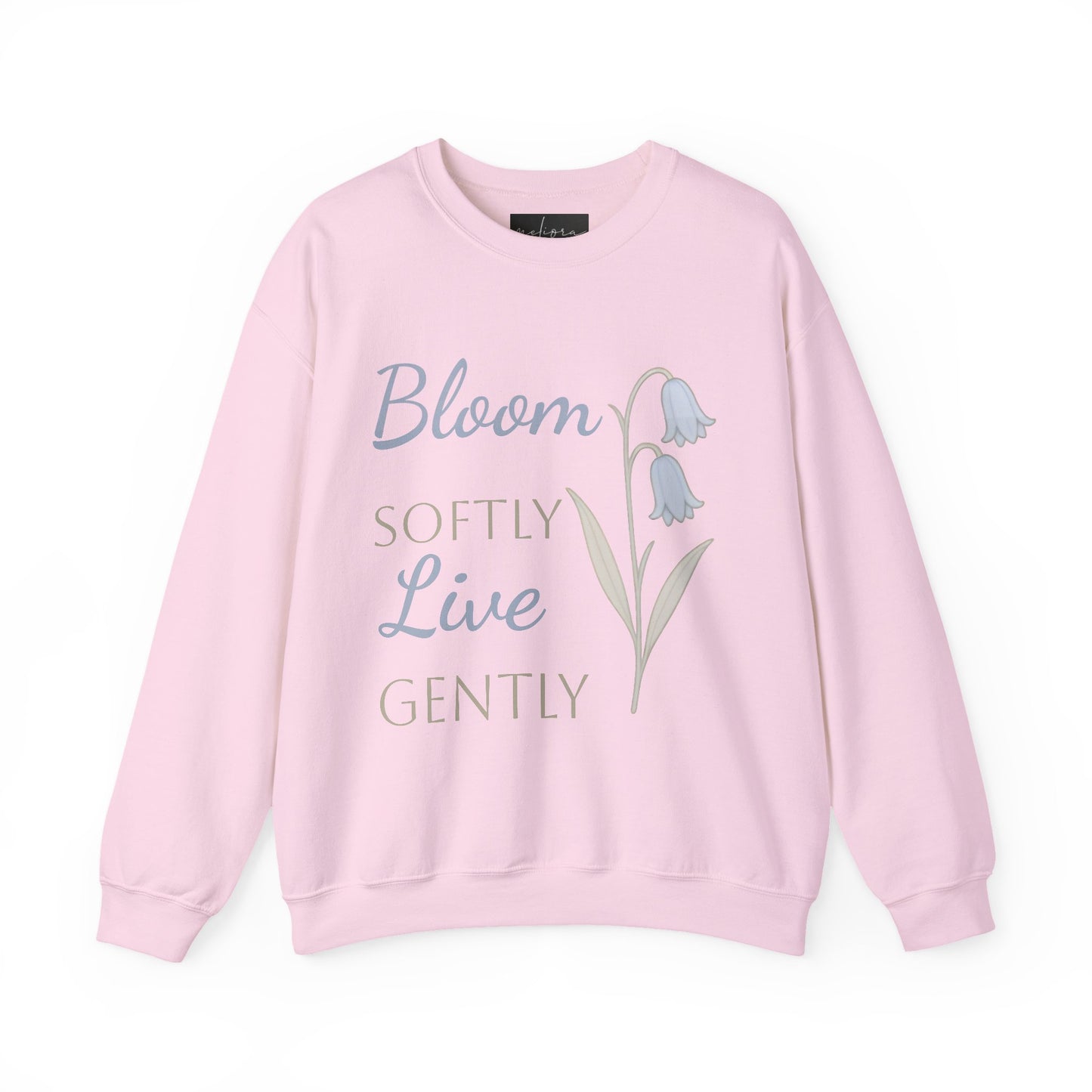 Bluebell flowers- Bloom Softly Live Gently Crewneck Sweatshirt - Relaxed Fit