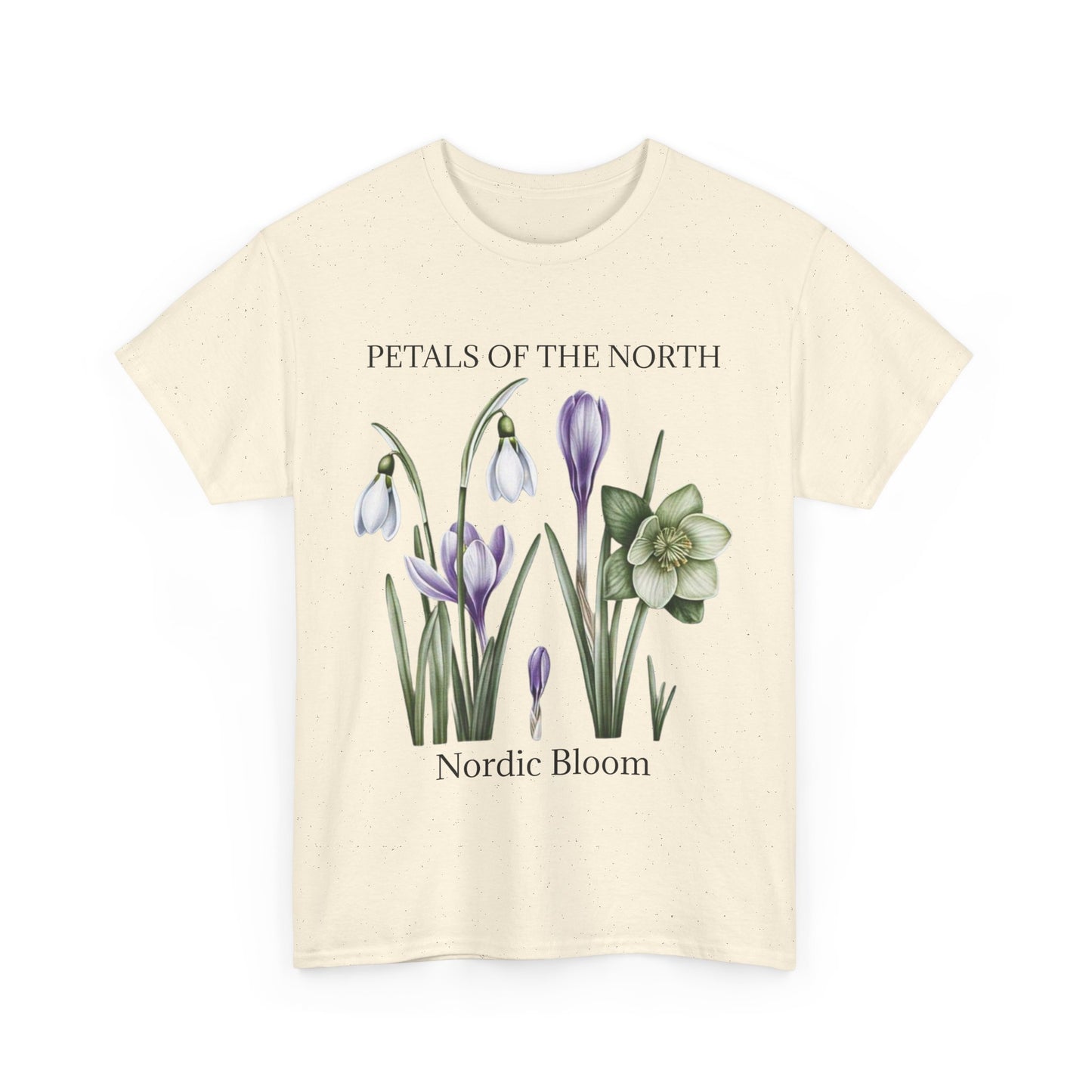 Nordic Floral Unisex Heavy Cotton Tee | Botanical Graphic Tee, Nature Lover Gift, Eco-Friendly, Spring Wear, Petals of the North