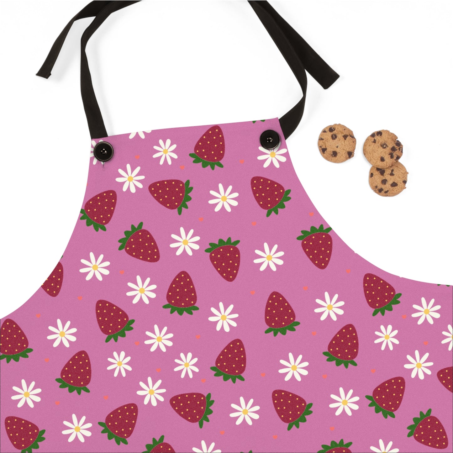 Cute Strawberry Print Kitchen Apron for Baking and Cooking