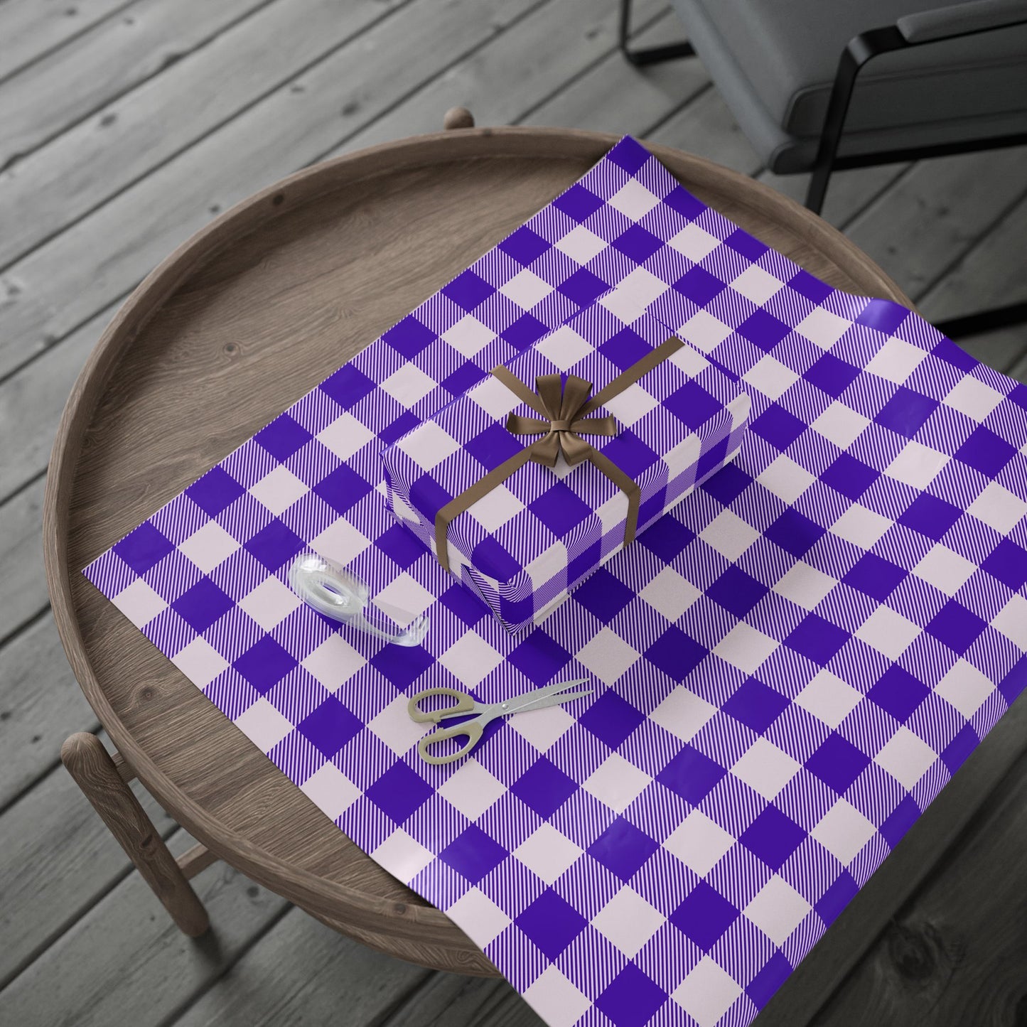 Purple Gingham Wrapping Paper for Special Occasions, Gift Wrap, Birthday Parties, Holidays, Baby Showers, Festive Celebrations