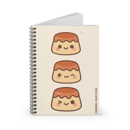 Cute Caramel Flan Spiral Notebook - Perfect for Note-Taking, Journaling, School Supplies, Gift for Food Lovers, Kawaii Stationery
