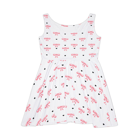 Chic Women's Skater Dress with Cute Bow Print