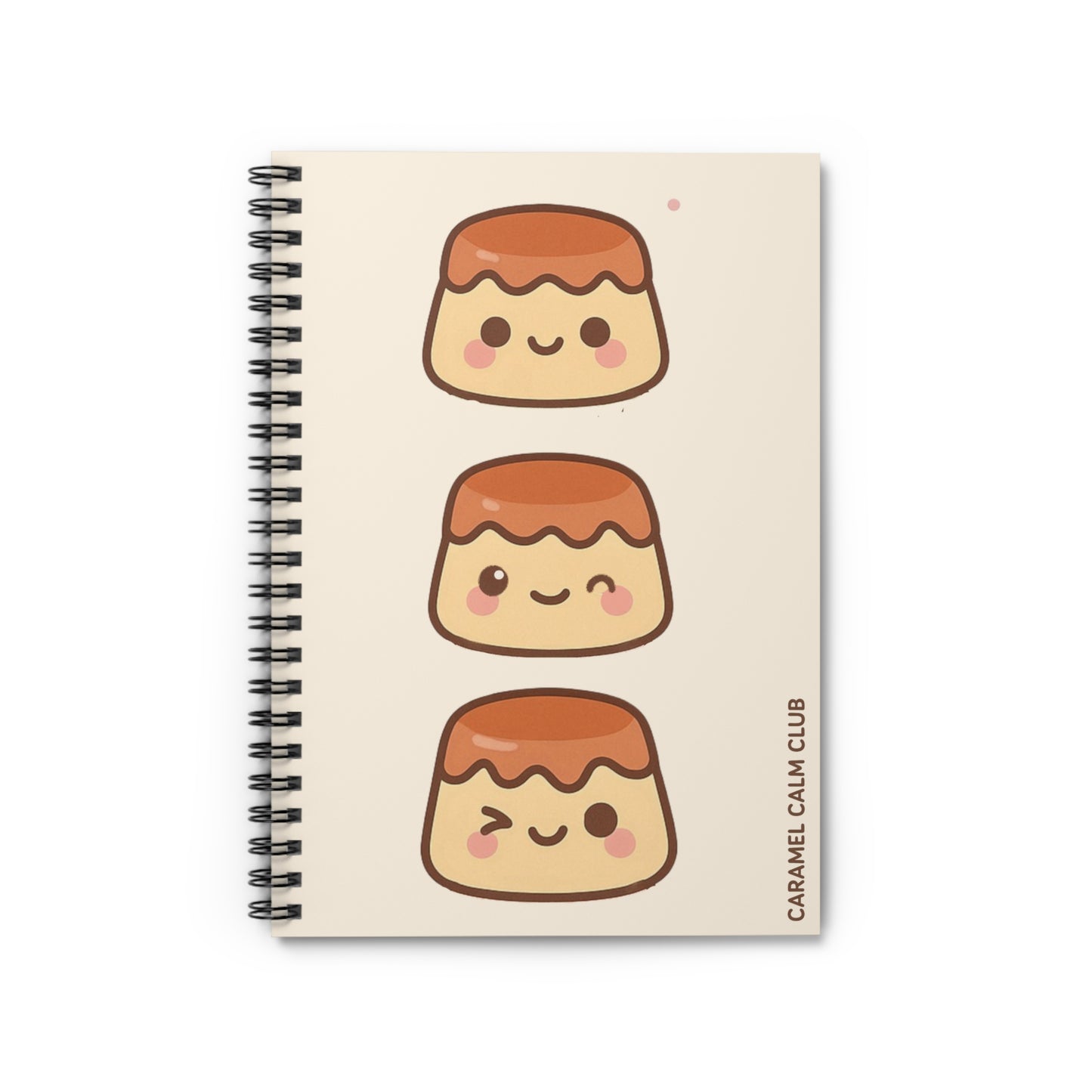 Cute Caramel Flan Spiral Notebook - Perfect for Note-Taking, Journaling, School Supplies, Gift for Food Lovers, Kawaii Stationery