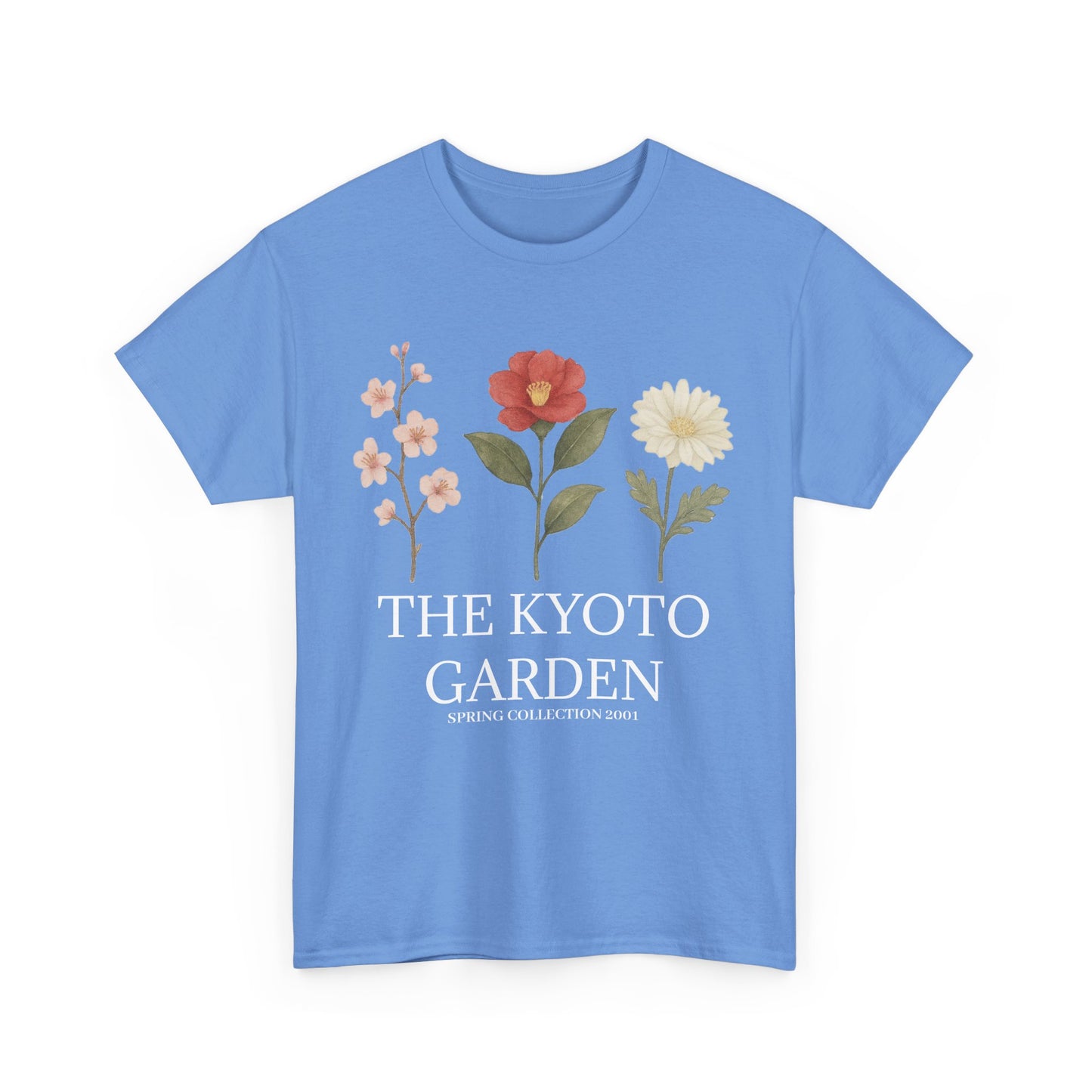 Floral Spring Unisex Heavy Cotton Tee - Kyoto Garden Collection, Casual Wear, Gifts for Nature Lovers, Botanical T-Shirt, Spring Fashion