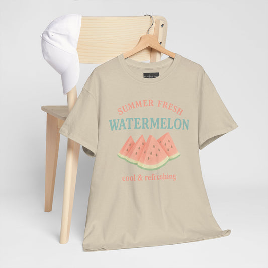 Summer Fresh Watermelon Tee - Heavy Cotton Shirt for Cool, Refreshing Vibes