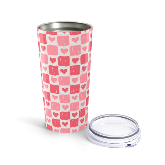 Heart Pattern Tumbler, Cute Travel Mug, Valentine's Day Gift, Personalized Coffee Cup, Love-Themed Drinkware