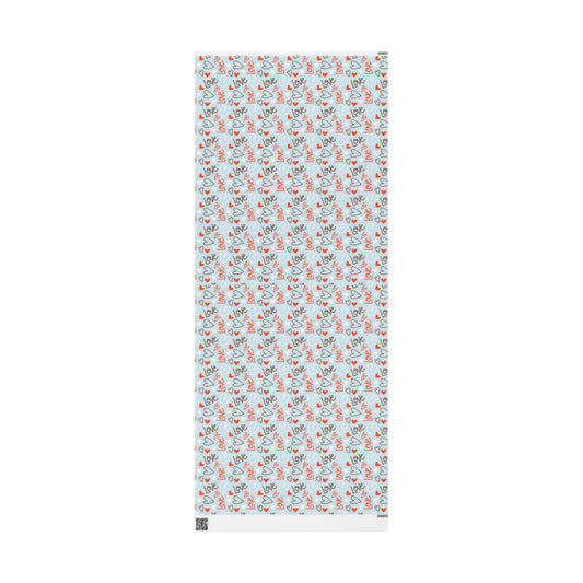 Cute Love Themed Wrapping Paper, Gift Wrap for Valentine's Day, Birthdays, Celebrations, Handmade Gift Packaging, Festive Wrapping