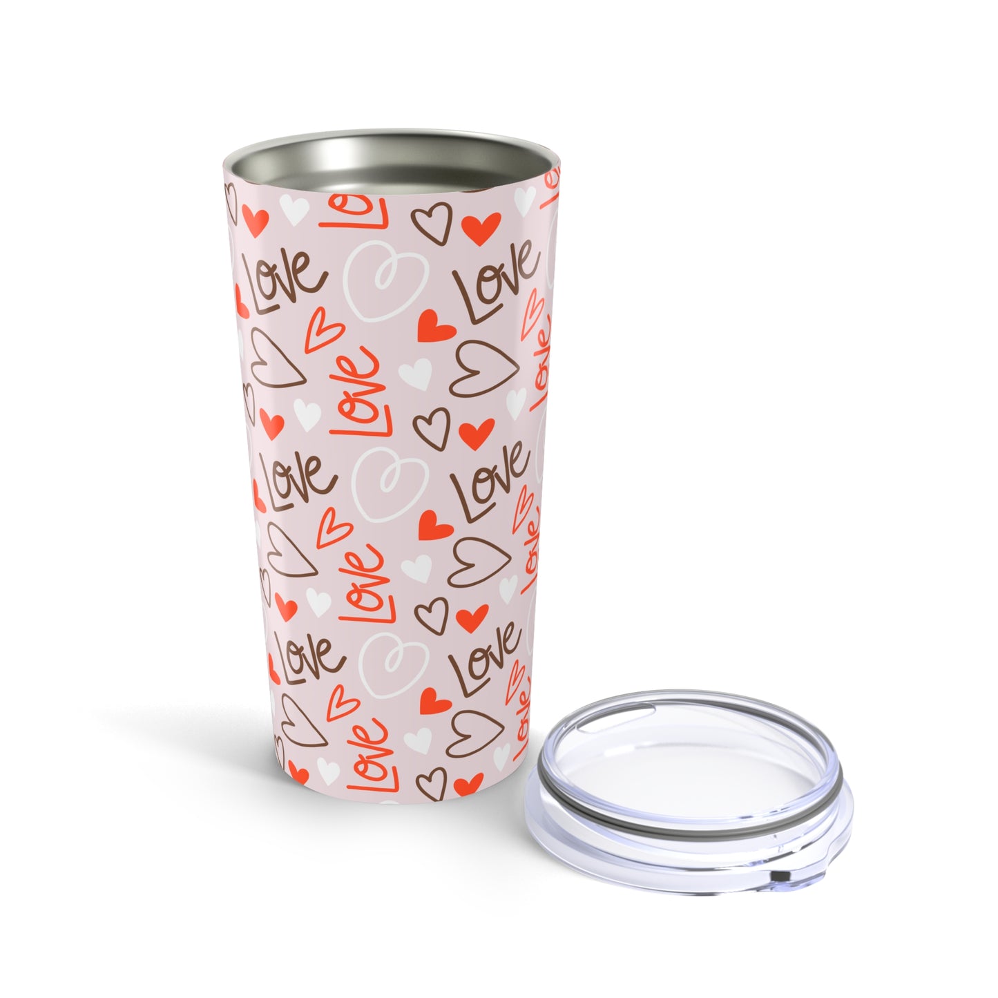 Romantic Love Tumbler 20oz, Valentine's Day Gift, Cute Beverage Cup, Wedding Favor, Heart Pattern Drinkware