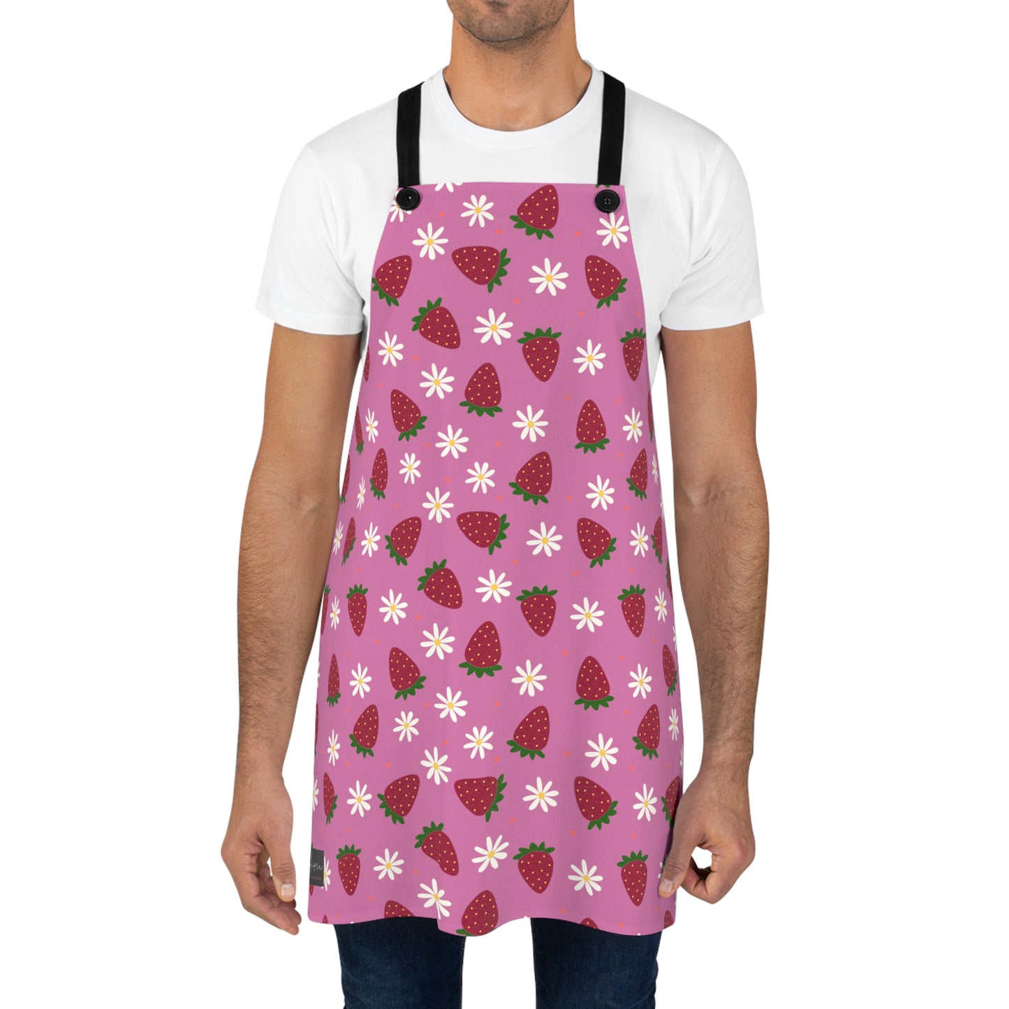 Cute Strawberry Print Kitchen Apron for Baking and Cooking
