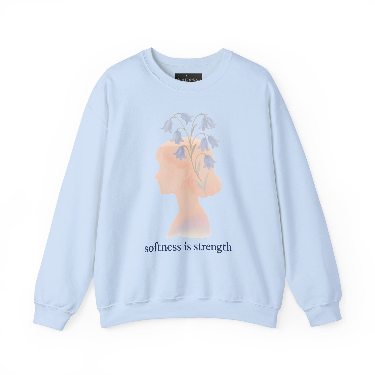 Bluebell flower, Softness is Strength Sweatshirt, Cozy Crewneck, Inspirational Gift, Affirmation Clothing, Casual Layering Top