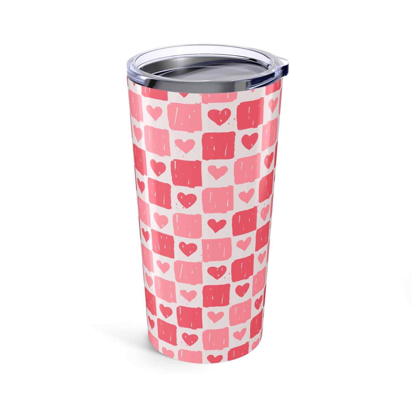 Heart Pattern Tumbler, Cute Travel Mug, Valentine's Day Gift, Personalized Coffee Cup, Love-Themed Drinkware