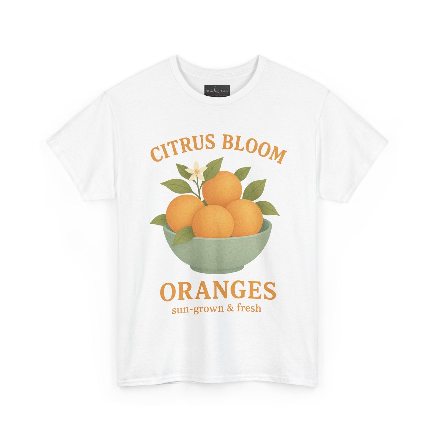 Citrus Bloom Heavy Cotton Tee - Sun-Grown & Fresh Orange Design