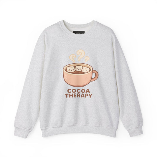 Cocoa Therapy Crewneck Sweatshirt - Cozy Warmth for Hot Chocolate Lovers