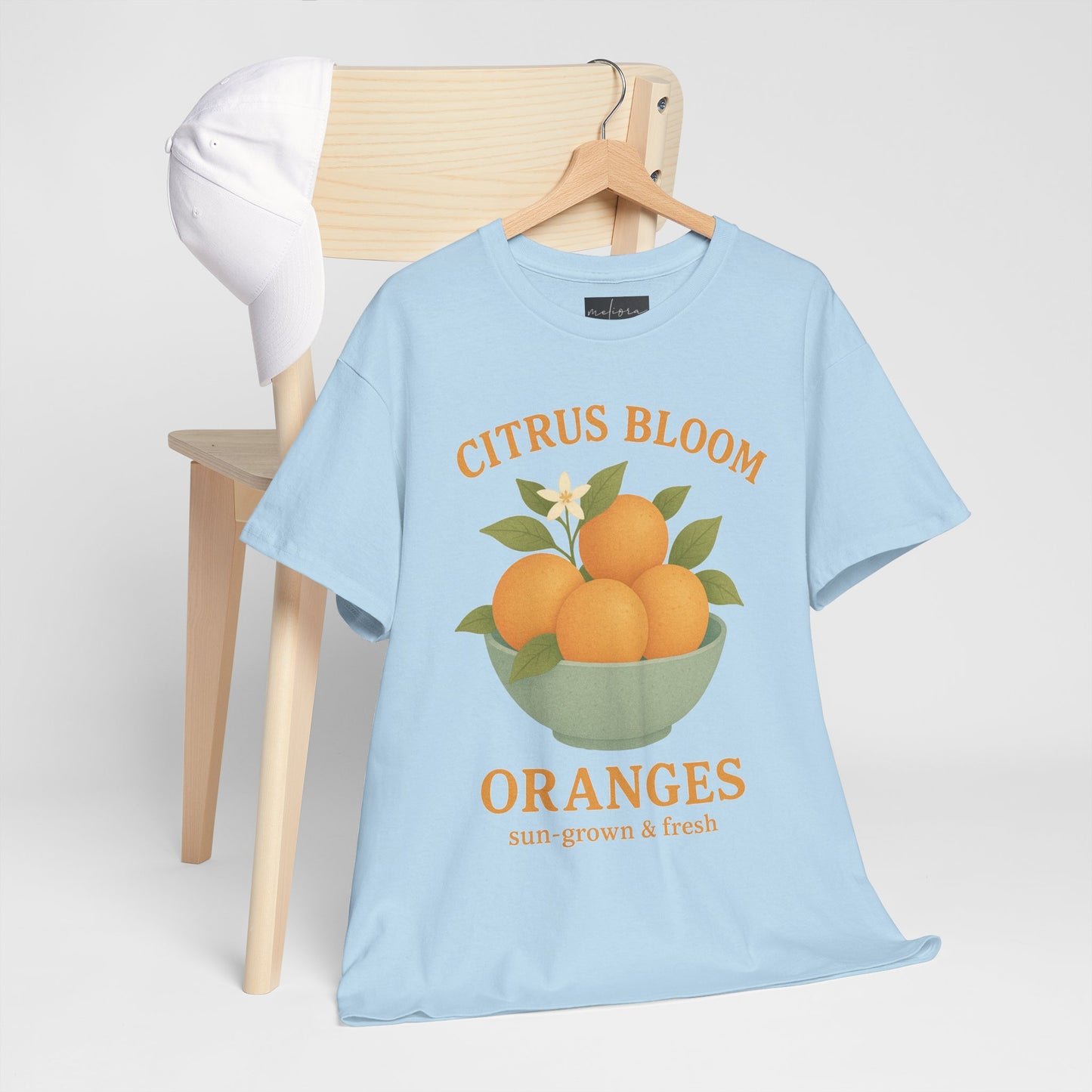 Citrus Bloom Heavy Cotton Tee - Sun-Grown & Fresh Orange Design