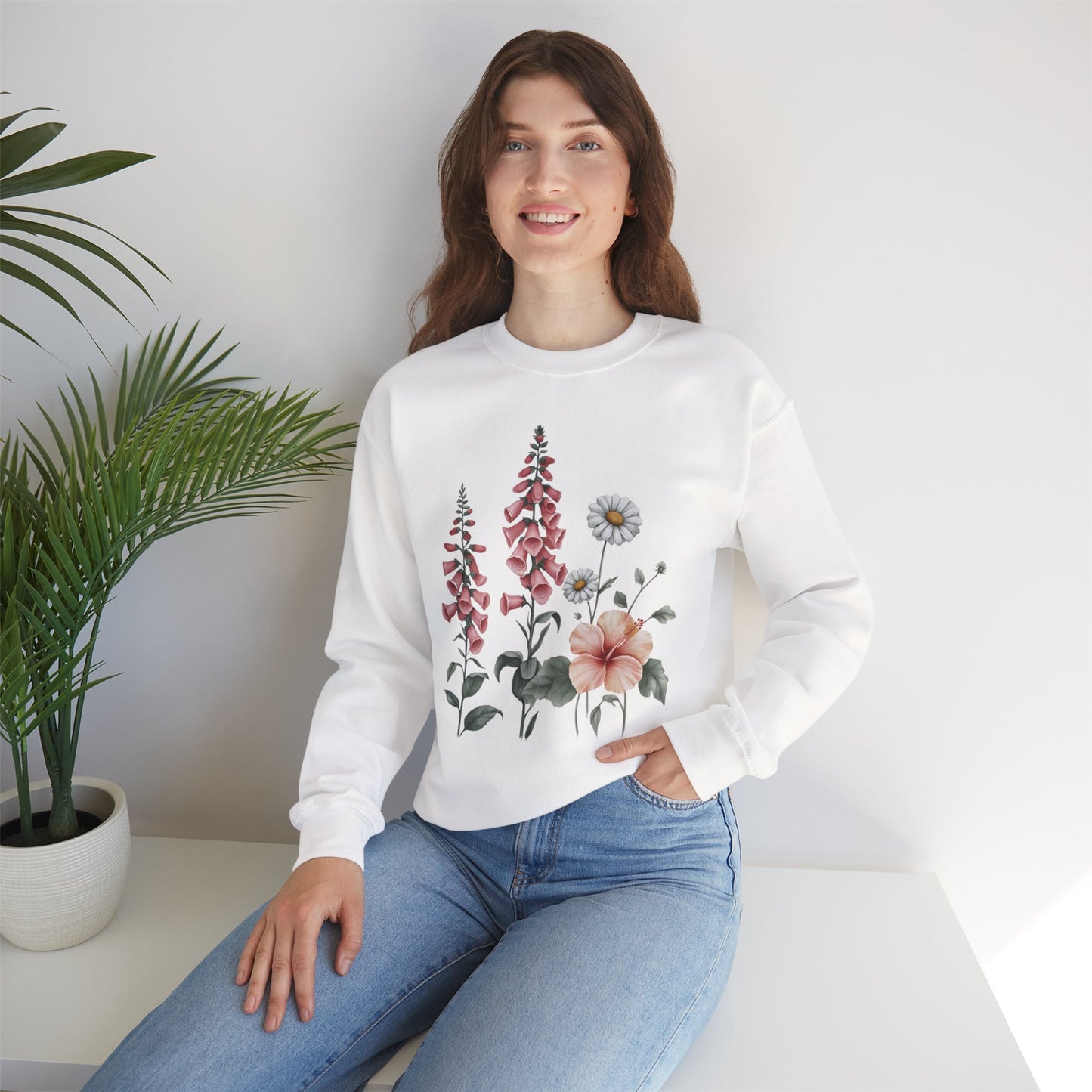 Floral Crewneck Sweatshirt, Cozy Pullover, Unisex Gift, Spring Apparel, Nature Lover's Sweater, Casual Wear for All Occasions