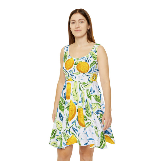 Lemon Print Women's Skater Dress - Versatile Summer Fashion