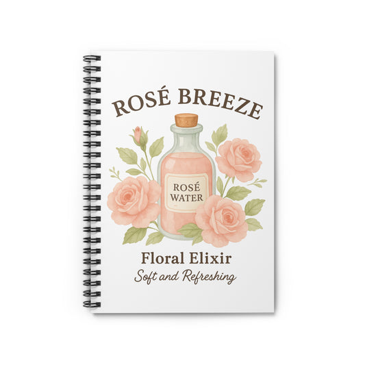 Rosé Breeze Spiral Notebook - Floral Elixir, Soft and Refreshing, Cute Journal for Notes, Floral Gift, Stationery