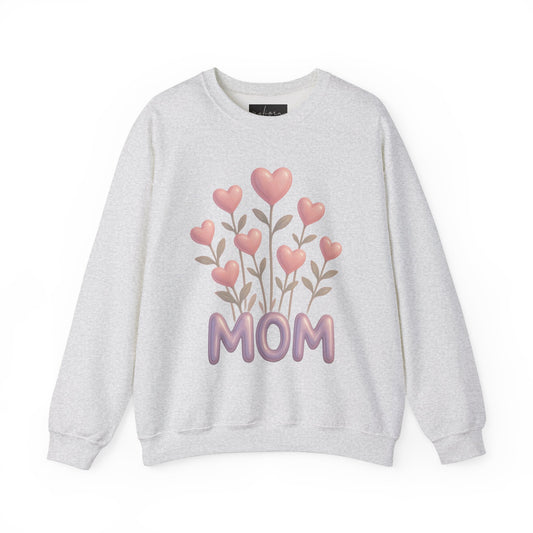 Mom Love Crewneck Sweatshirt - Floral Heart Design