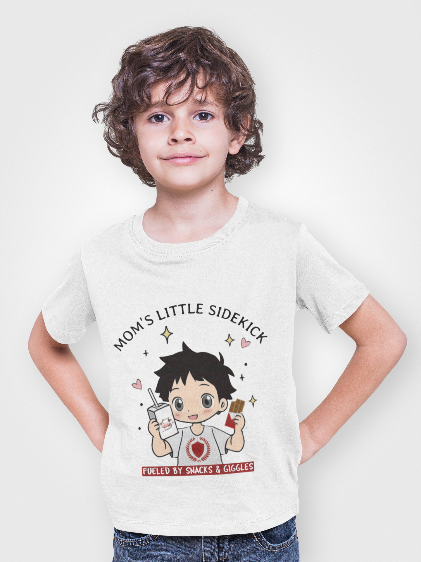 Kids T-Shirt - "Mom's Little Sidekick" Cartoon Tee
