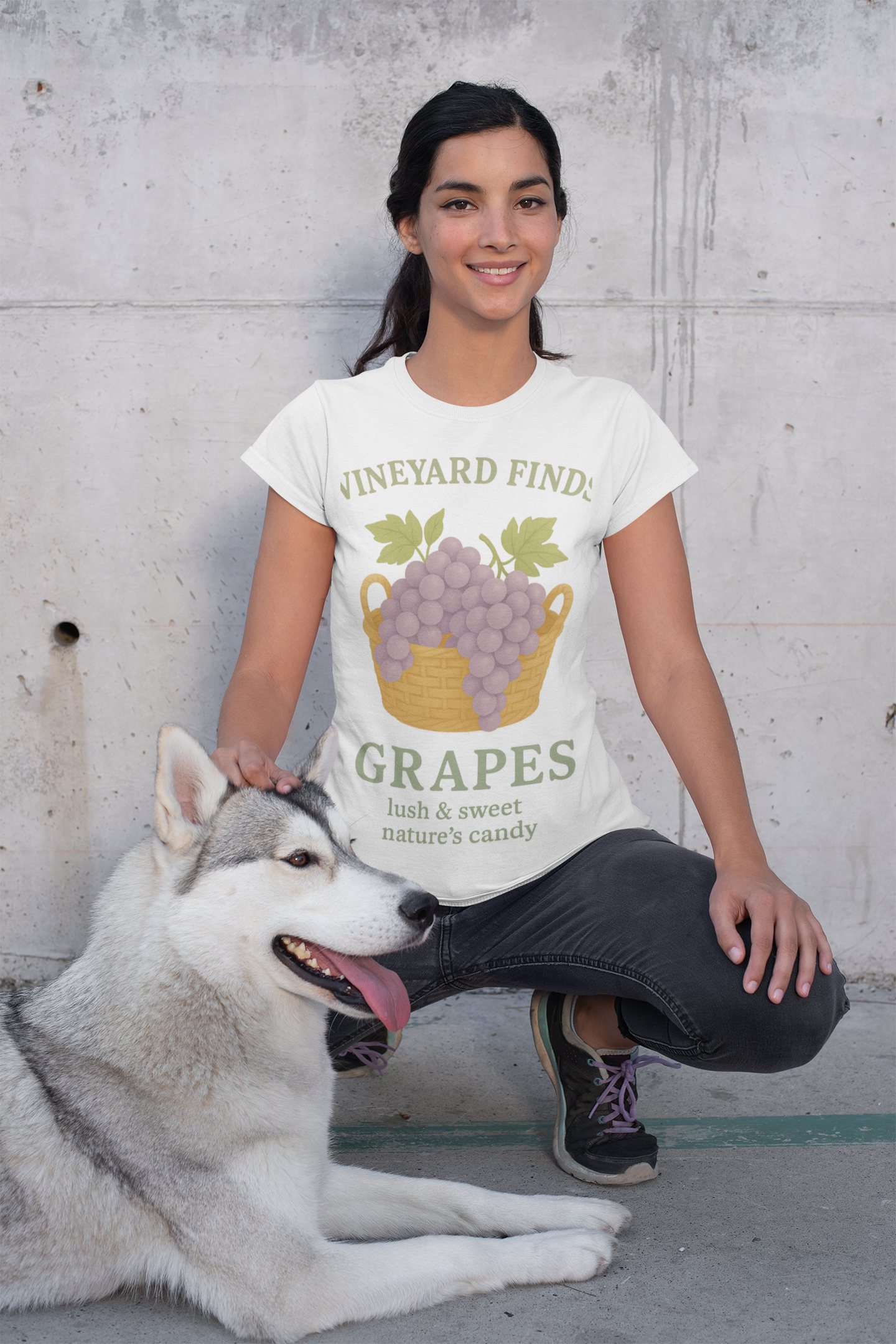 Vineyard Finds Heavy Cotton Tee - Sweet Grapes Design