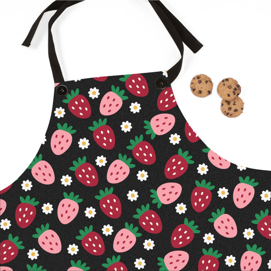 مريلة ملونة بتصاميم الفراولة للخبز والطبخ | هدية مثالية لعيد الأم وعشاق الطبخ