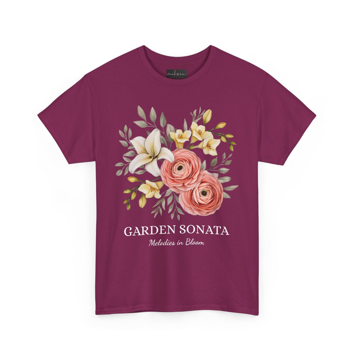 Floral Music Tee - Garden Sonata Shirt, Unisex Floral Tee, Music Lover Gift, Spring Style, Wedding Attire