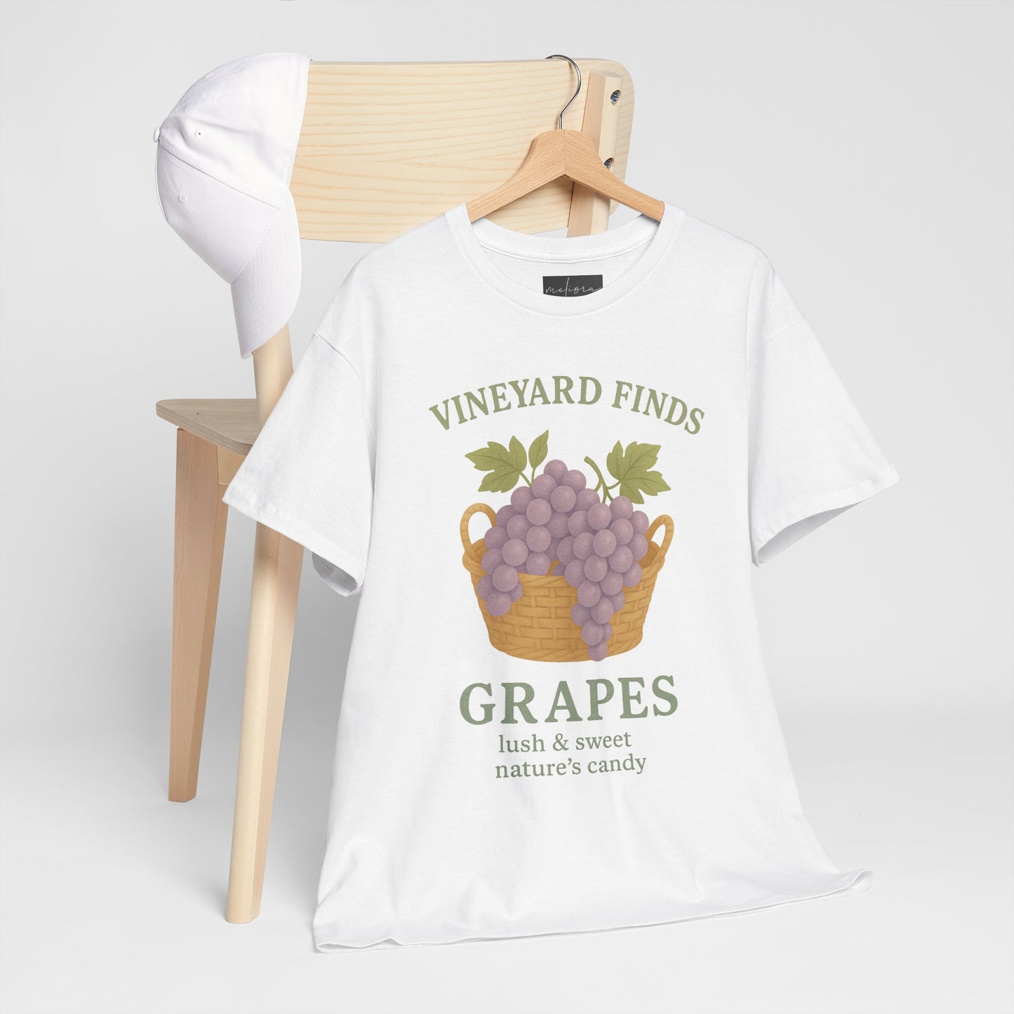 Vineyard Finds Heavy Cotton Tee - Sweet Grapes Design