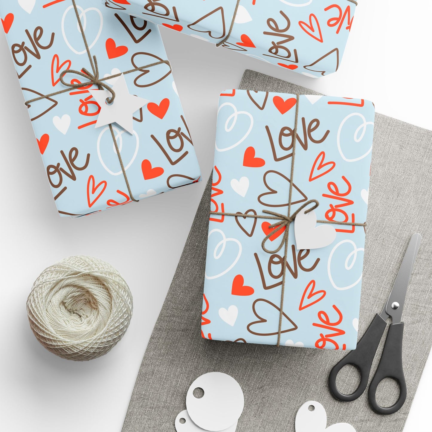 Cute Love Themed Wrapping Paper, Gift Wrap for Valentine's Day, Birthdays, Celebrations, Handmade Gift Packaging, Festive Wrapping