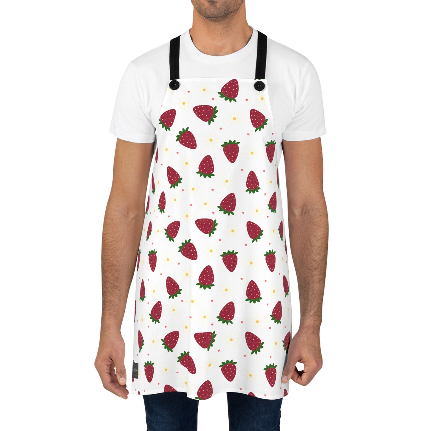Cute Strawberry Print Kitchen Apron for Baking and Cooking