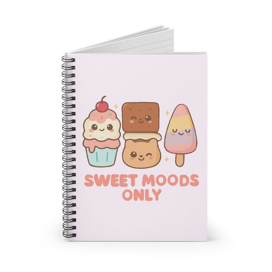 Cute Kawaii Spiral Notebook, Sweet Moods Only Journal for Students, Gift for Teachers, School Supplies, Diary for Kids, Writing Stationery