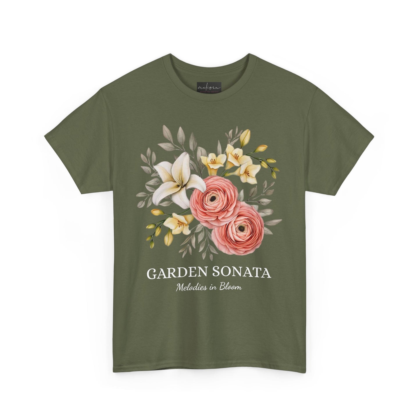 Floral Music Tee - Garden Sonata Shirt, Unisex Floral Tee, Music Lover Gift, Spring Style, Wedding Attire
