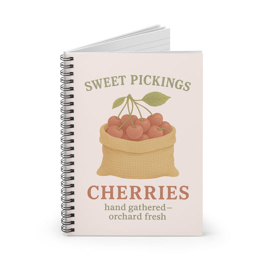 Charming Cherries Spiral Notebook - Fresh Harvest Design