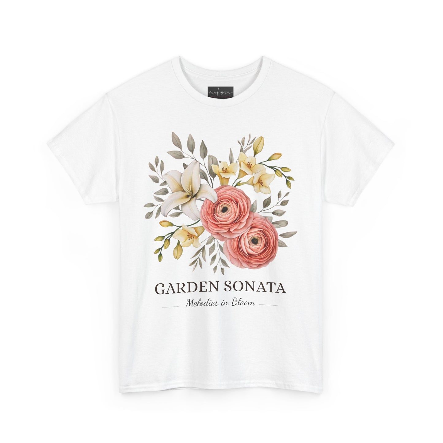 Floral Music Tee - Garden Sonata Shirt, Unisex Floral Tee, Music Lover Gift, Spring Style, Wedding Attire