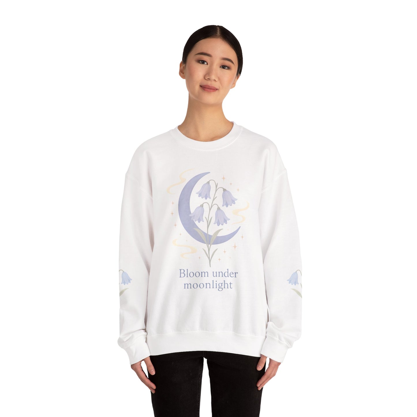 Bluebell flowers- Bloom Under Moonlight Sweatshirt -Heavy Blend Crewneck