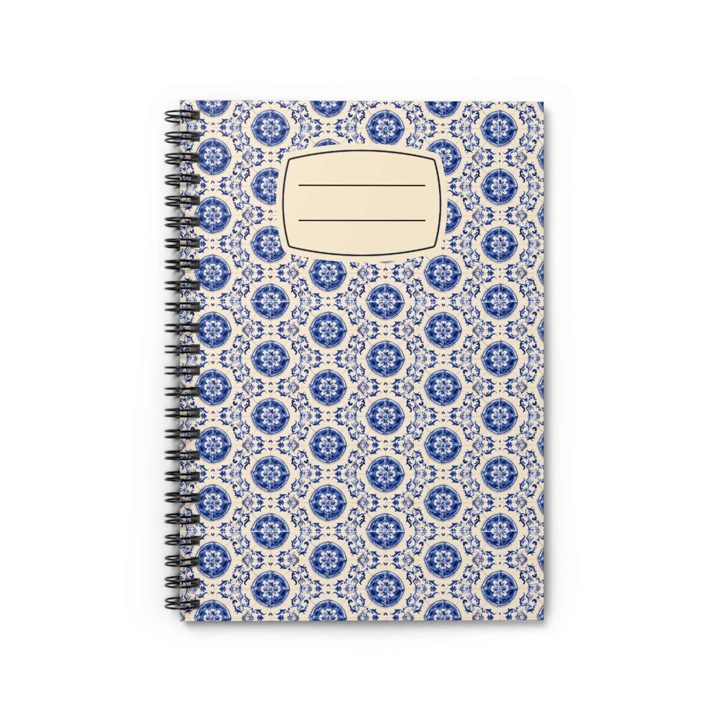 Bohemian Floral Spiral Notebook - Ruled Line, Academic Journal, Gift for Students, Creative Writing, Blue Patterned Notepad