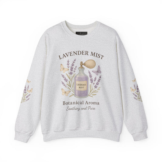 Lavender Mist Botanical Crewneck Sweatshirt - Soothing & Pure
