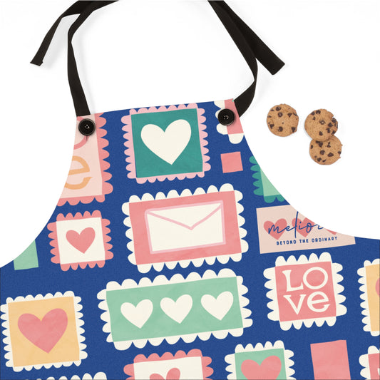 مريلة ملونة بطوابع حب للخبز والطبخ | هدية مثالية لعيد الأم وعشاق الطبخ