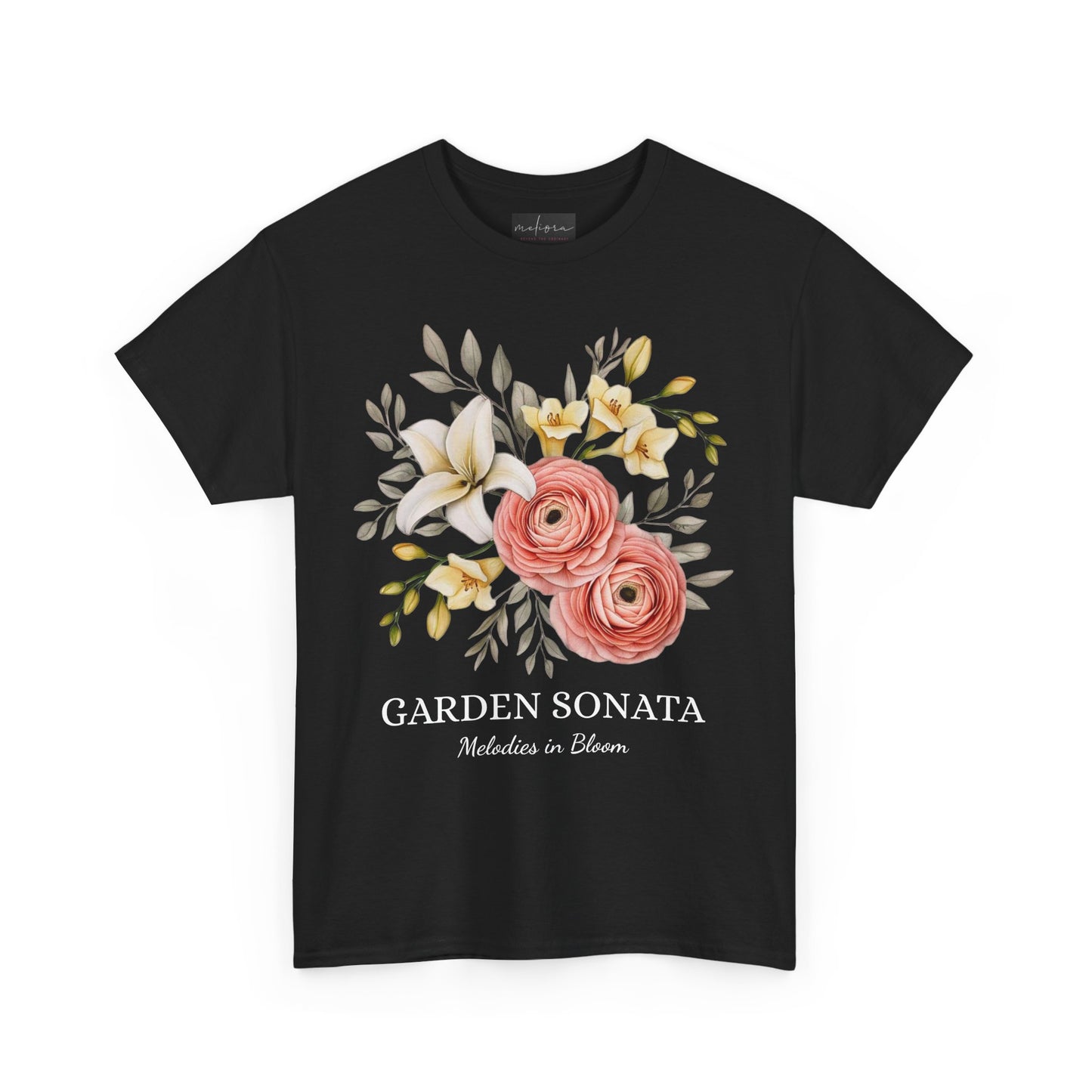 Floral Music Tee - Garden Sonata Shirt, Unisex Floral Tee, Music Lover Gift, Spring Style, Wedding Attire