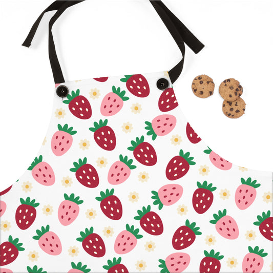 مريلة ملونة بتصاميم الفراولة للخبز والطبخ | هدية مثالية لعيد الأم وعشاق الطبخ