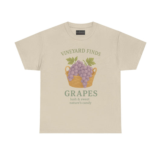 Vineyard Finds Heavy Cotton Tee - Sweet Grapes Design