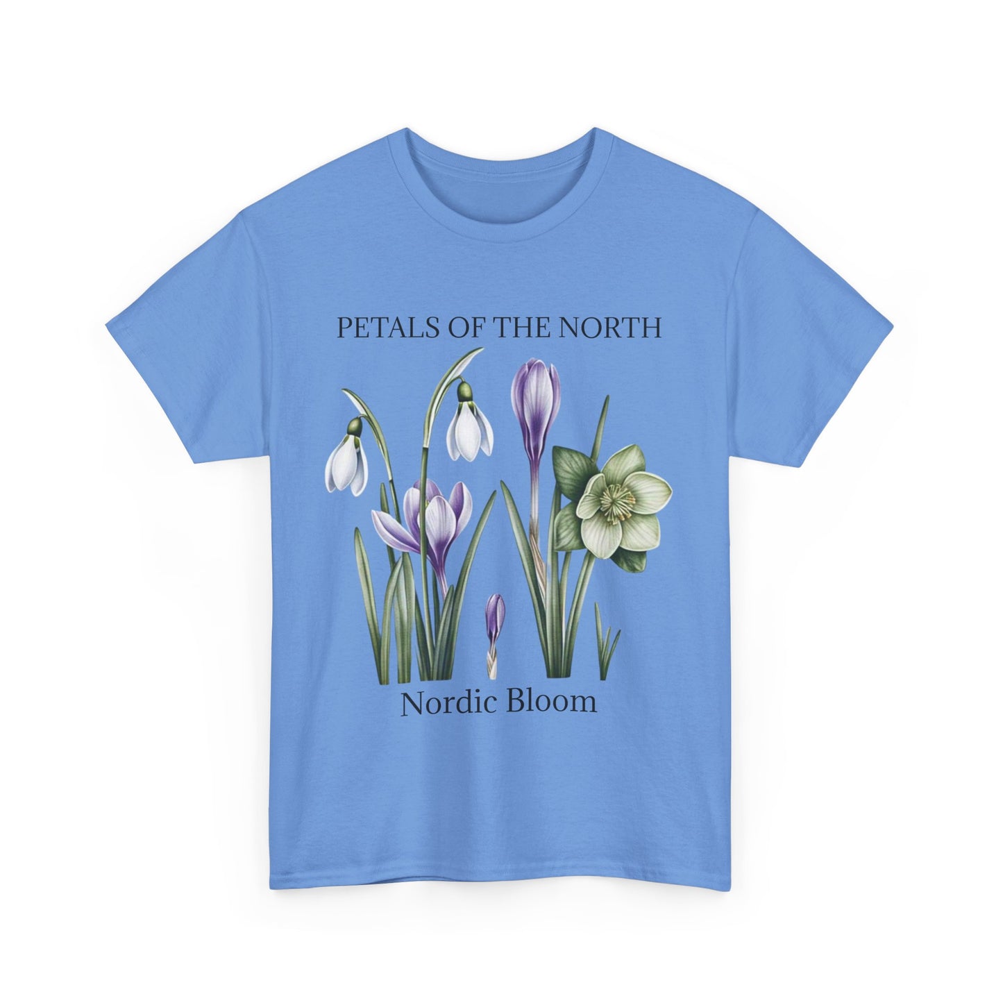 Nordic Floral Unisex Heavy Cotton Tee | Botanical Graphic Tee, Nature Lover Gift, Eco-Friendly, Spring Wear, Petals of the North